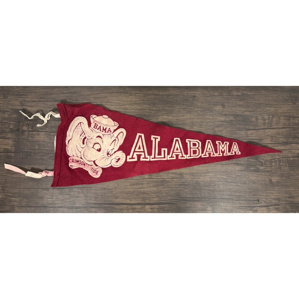VTG University of Alabama Felt Pennant 27" Big Al Wool Rayon Collegiate USA 1950